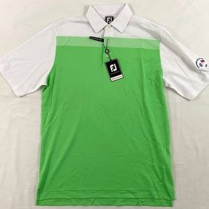 NWT FootJoy Mens Green White Golf Polo Size Large